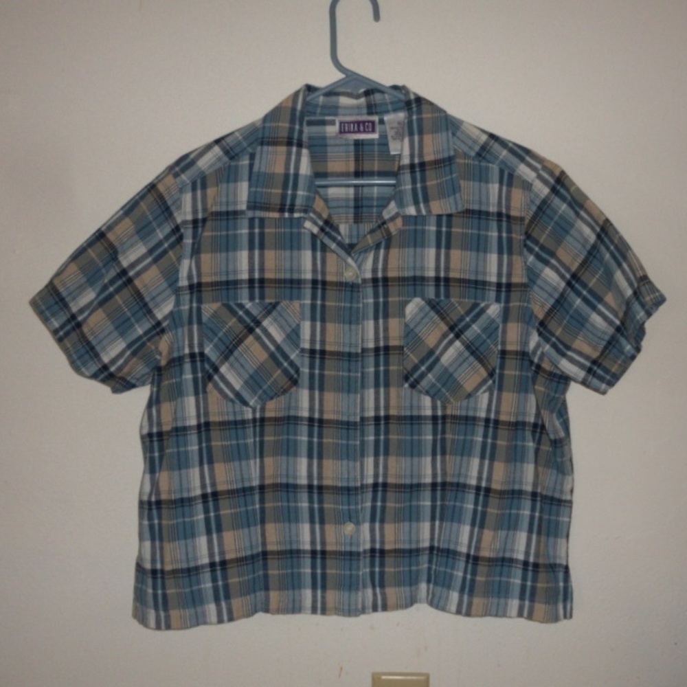 Ladies Short Sleeve Cotton Cropped Shirt